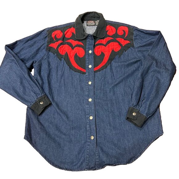 Vintage 90s Ozark Mountain Jean Co Women's Western button down Large - Picture 1 of 6